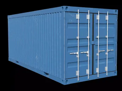 Blue Shipping Container- 4k PBR Low-poly 3D model