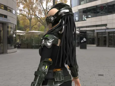 Cyborg Android Girl machine Low-poly 3D model