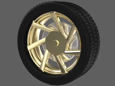 Simple Gold Wheel 3 3D model