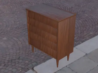 1950s Tallboy Walnut Dresser Free 3D model