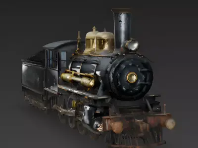 Realistic Vintage Steam Locomotive 3D Model Low-poly 3D model