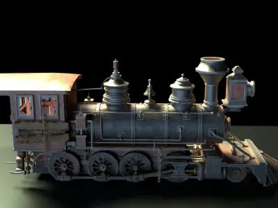 Rustic Steam Train Locomotive 3D model
