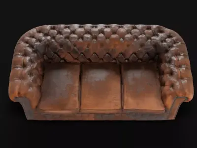 Vintage Chesterfield Leather Couch 3D model