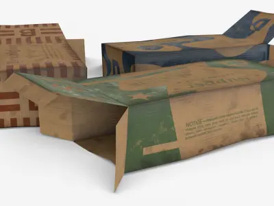 US K-Ration boxes End War WWII - Dirty version Low-poly 3D model