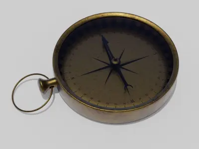 Old compass Low-poly 3D model