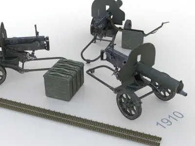 Maxim  machine gun Low-poly 3D model
