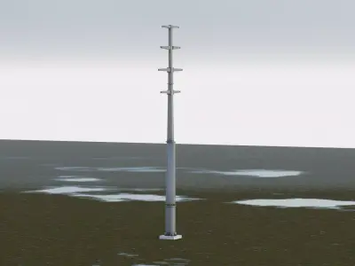 Electric power transmission steel pole Free low-poly 3D model