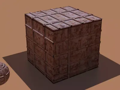 container PBR wooden box 3D model