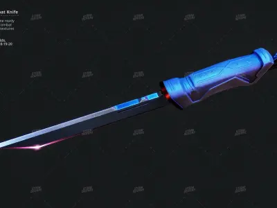 Combat Knife Katana Cyberpunk Low Poly 3D PBR UE5 Low-poly 3D model