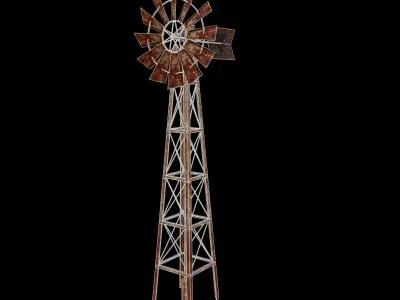 Wind pumping station Low-poly 3D model