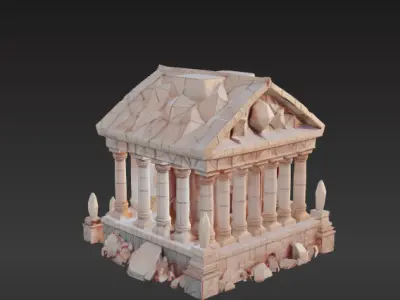 Low-Poly Ancient Temple 3D model