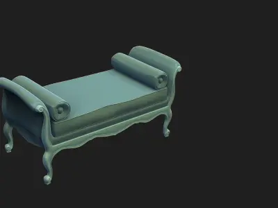  Vintage bench Low-poly 3D model