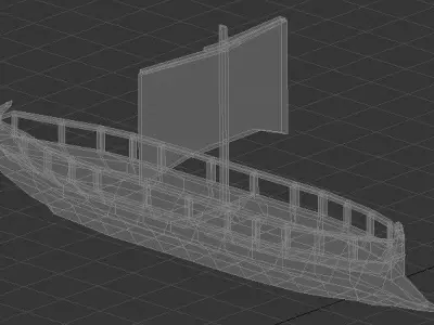 Low poly trireme boat Free low-poly 3D model