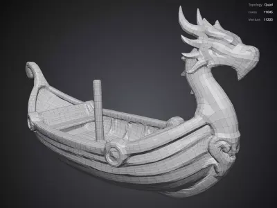 Silver Dragon Boat 3D model