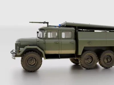 Soviet Army Fire Truck 3D Model Blender Ready 3D model