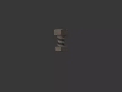 M3 Hex Bolts and Nuts with Rusty Iron Texture 3D model