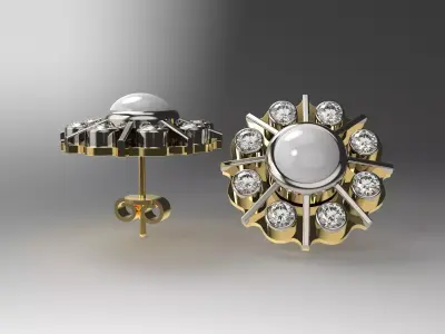 two tone tray earrings 3D print model