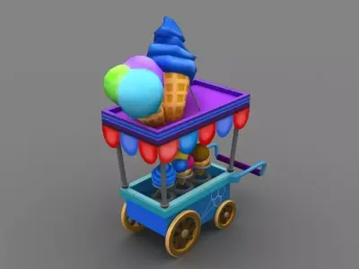 icecream cart Low-poly 3D model