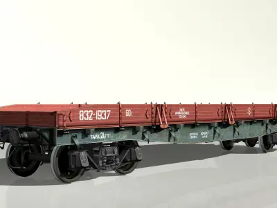 4-axle platform Low-poly 3D model