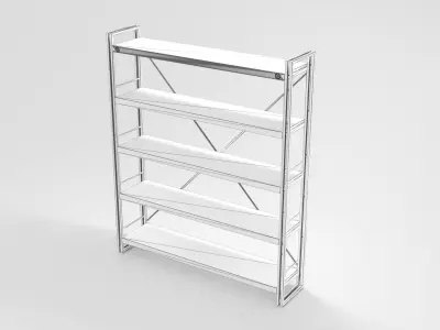 Industrial Wooden Metal Frame Shelf 3D model
