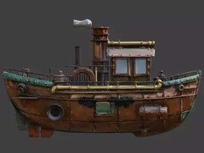 Realistic Antiquated Steampunk Space Shuttle 3D Model Low-poly 3D model