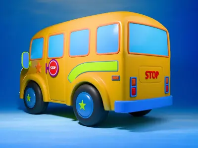 Cute Baby Bus And Fire Truck 3D Model Pack 3D model