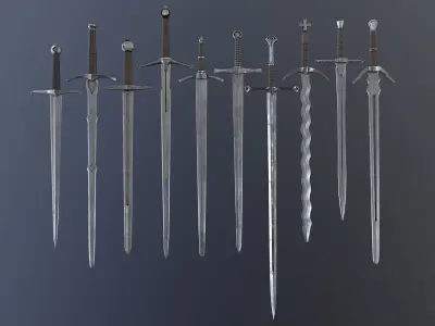 Medieval Modular Swords pack Low-poly 3D model