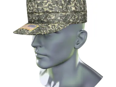 US Army Patrol Cap Digital Camouflage Hat Low-poly 3D model