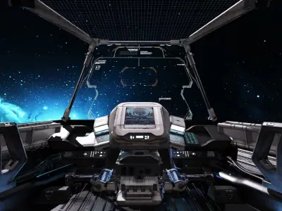  Spaceship Cockpit v1 Lowpoly PBR Low-poly 3D model