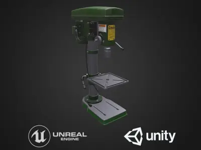 Vertical drill machine Low-poly 3D model