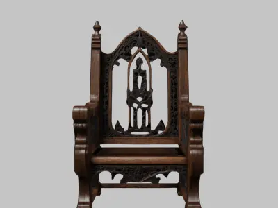 Medieval Wooden Chair Low-poly 3D model purchase