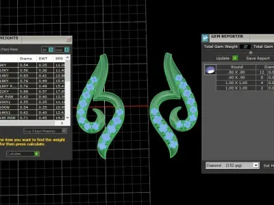 Antique Heart Earrings 3dm STL OBJ FBX Render Details 3D print model