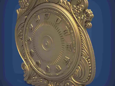 Carved clock for 3D printing and CNC 3D print model 27