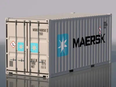 Shipping Container 20ft Rigged 3D model