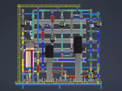 1000Lh RO System with Auto CIP with 4 Membranes 4040 3D model