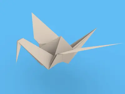 Origami Paper Crane Animated 3D model purchase