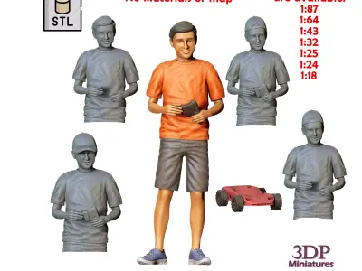N4 Kids playing with RC car 3D print model