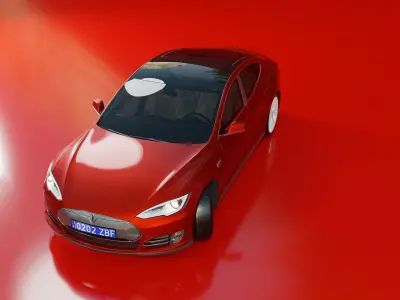 Tesla MODEL S car with heart Free 3D model