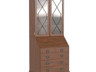 Georgian Bureau Bookcase Period Mahogany Antique 1800 3D model
