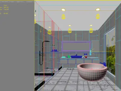 bathroom 1 with bathtub and sink 3D model