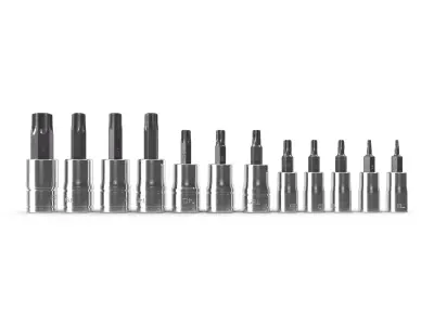 12pc Combination Drive TORX Bit Standard Socket Set Low-poly 3D model