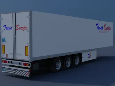 Trailer-refrigerator semi truck Low-poly 3D model