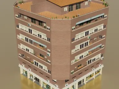 Photorealistic Low Poly Building 3D model buy