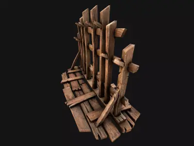 Medieval Wooden Crossbow Weapon Rack Armory Low-poly 3D model