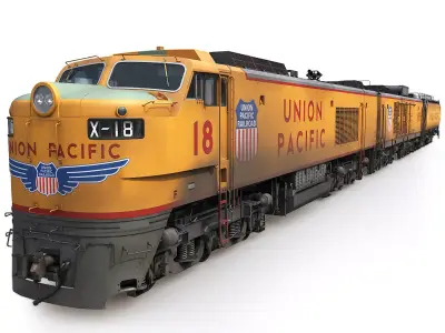 Union Pacific Gas turbine-electric locomotive Low-poly 3D model