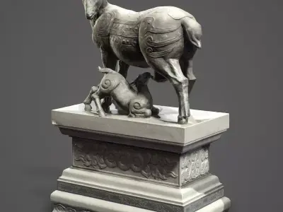 Goat sculpture  Low-poly 3D model