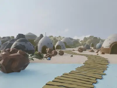 Coastal Village Layout 3D model get