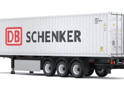 Chassis Semi Trailer with DB Schenker Shipping Container 3D model