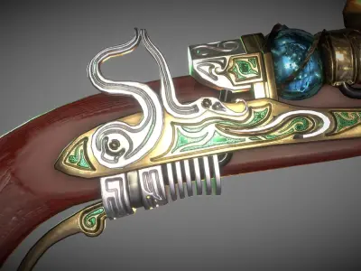 Steampunk CoilLock Pistol Low-poly 3D model