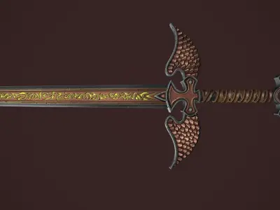 Rune two handed sword Low-poly 3D model
